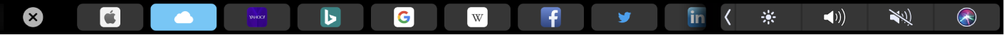 The Safari Touch Bar with favorite pages displayed.