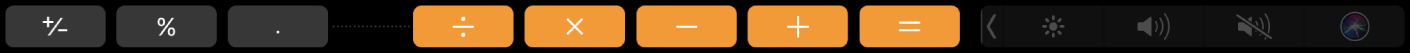 The Touch Bar for Calculator in edit mode, with a Done button on the left.