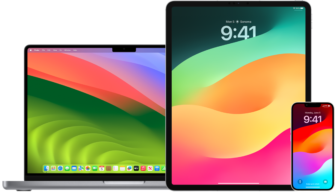 A Mac, iPad, and iPhone.