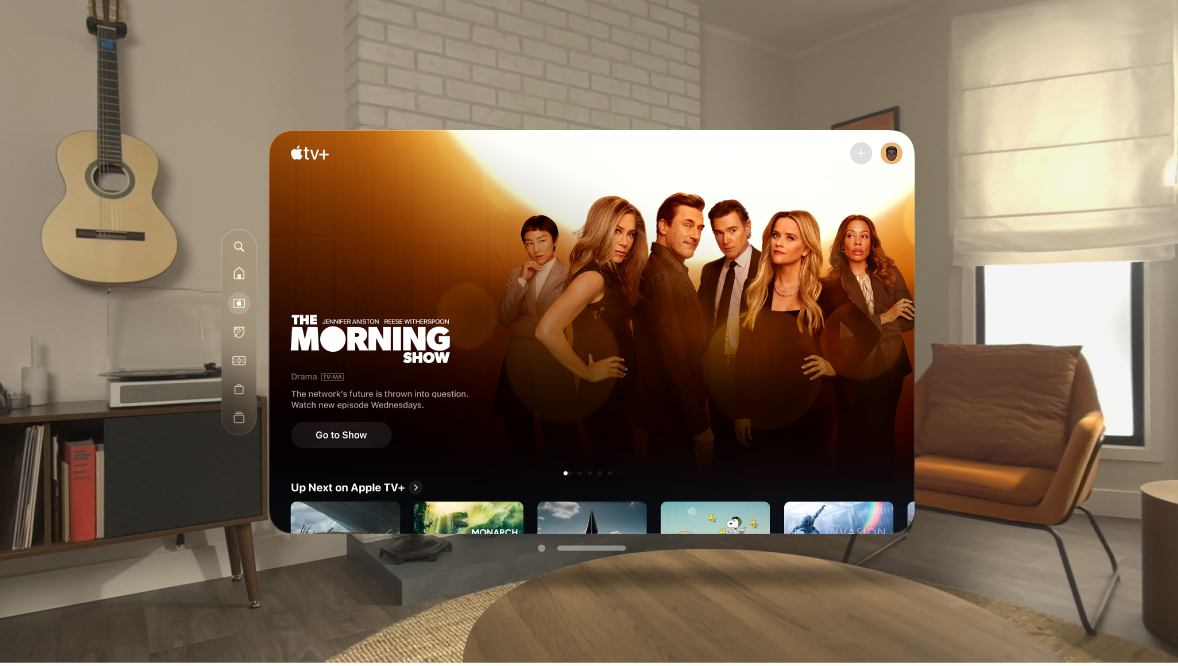Apple TV app shown on Apple Vision Pro