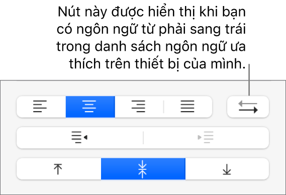 Nút Hướng đoạn trong phần Căn chỉnh của thanh bên Định dạng.