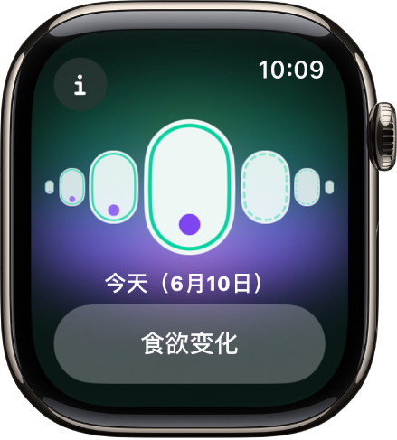 “经期跟踪” App 中的屏幕显示已记录的怀孕信息。