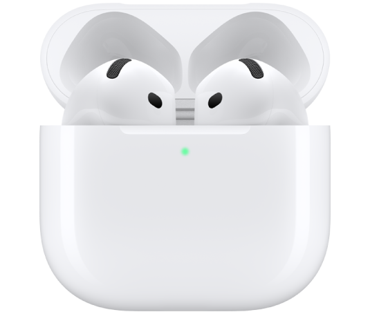 Los AirPods 4 en su estuche de carga.