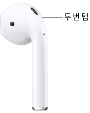 AirPods 1 또는 2의 스템 상단에서 두 번 탭을 하는 위치.