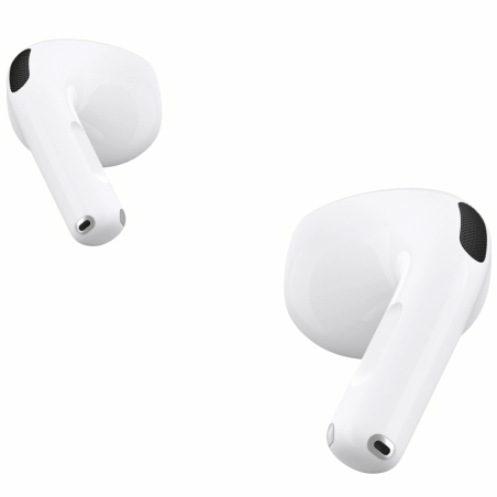 Prikazane so slušalke AirPods 4. Stisnite ročico ene od slušalk AirPods.