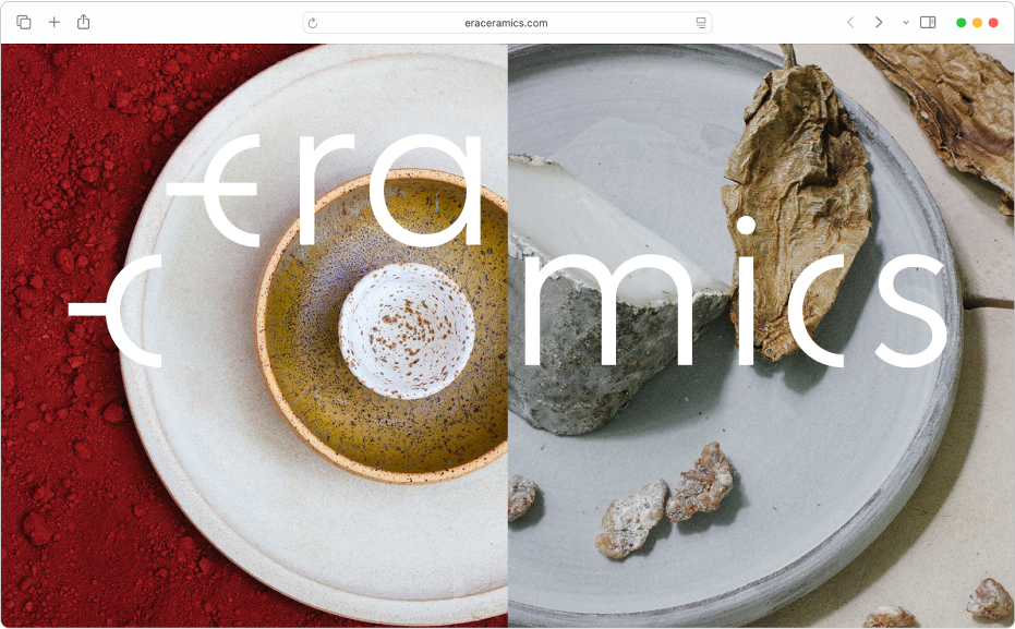نافذة من تطبيق سفاري يظهر بها الموقع الإلكتروني لـ Era Ceramics.