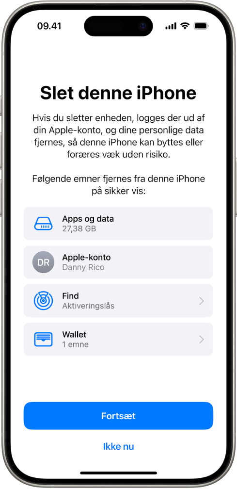 Skærmen Slet denne iPhone.