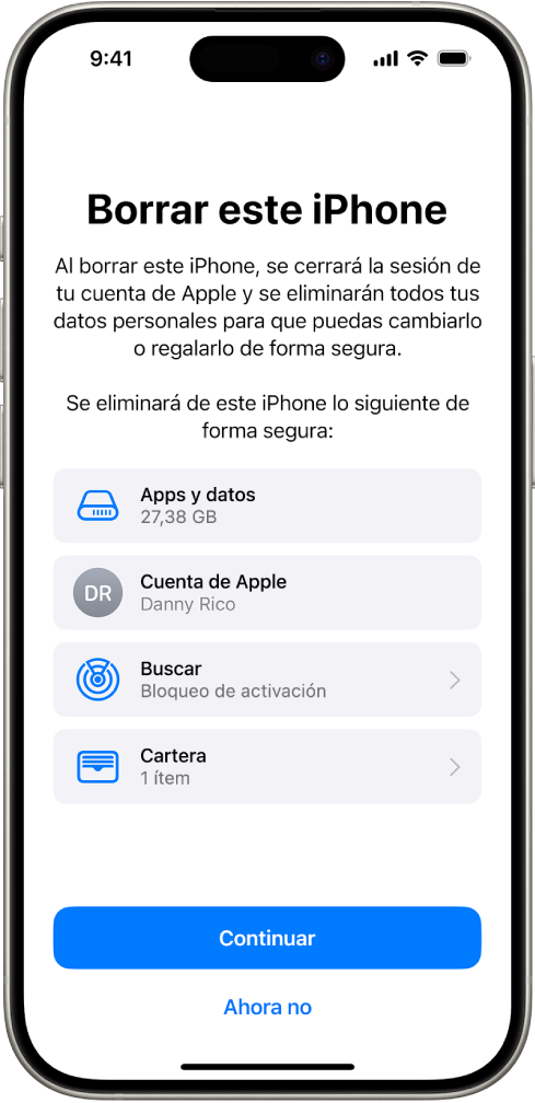 La pantalla “Borrar este iPhone”