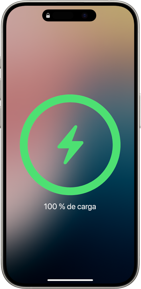 Pantalla de un iPhone con la batería cargada al 100 %.