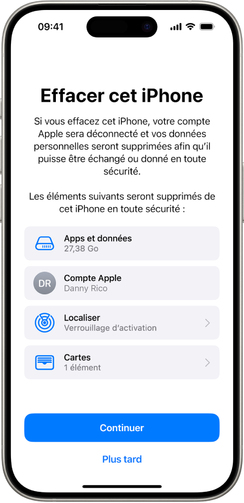 L’écran « Effacer cet iPhone ».