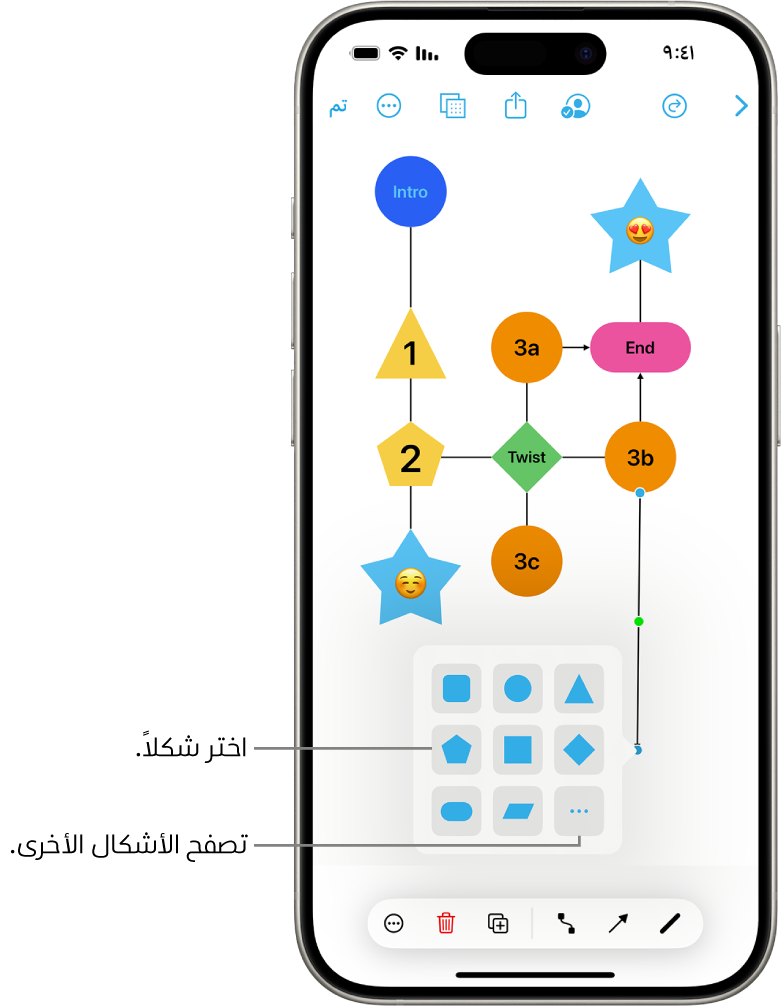 رسم تخطيطي يظهر به شكل جديد تتم إضافته.