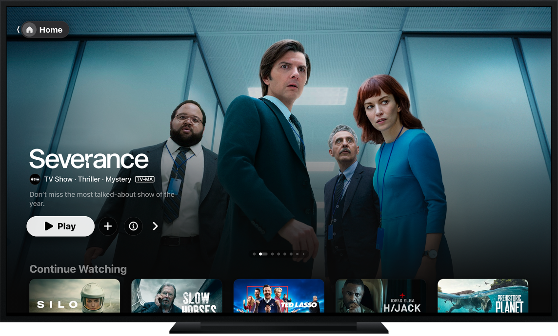 Apple TV app shown on TV